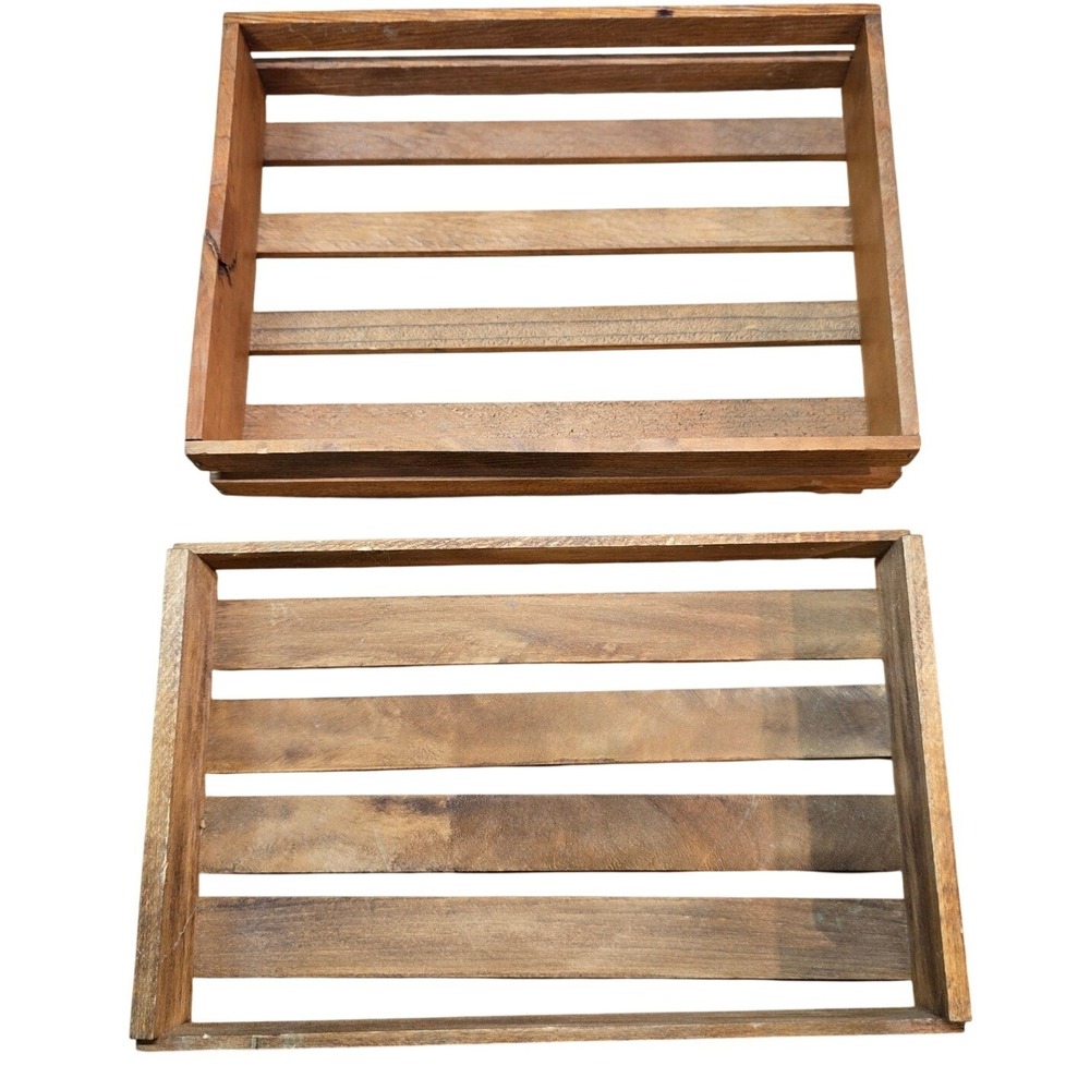 Two Wooden Organizing Boxes Shelves‎ Storage 11" x 8" Crafts Office Kitchen